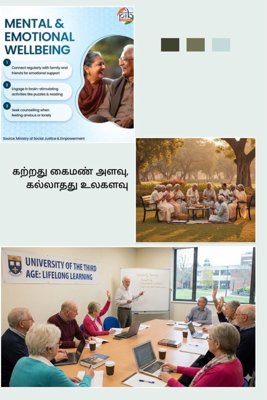 Lifelong Learning, the Swedish model to enrich the three dimensions (Physical, Mental and Social) essential for Senior Citizens in&nbsp;India